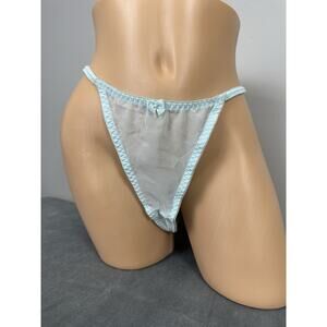 Linea Donatella Size XL Aqua Blue Sheer Chiffon Satin Thong Panty T-String New